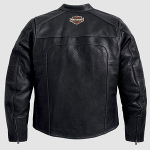 Harley Davidson Men Regulator Perforated Black Leather Jacket