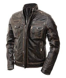 Men's Vintage Motorbike Leather Jacket