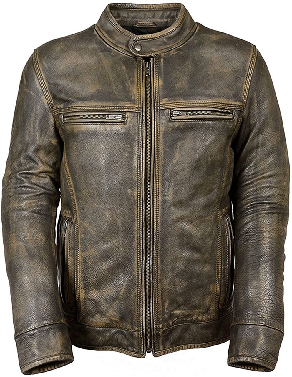 Motorcycle Real Cow Leather Jacket for Moto Biker